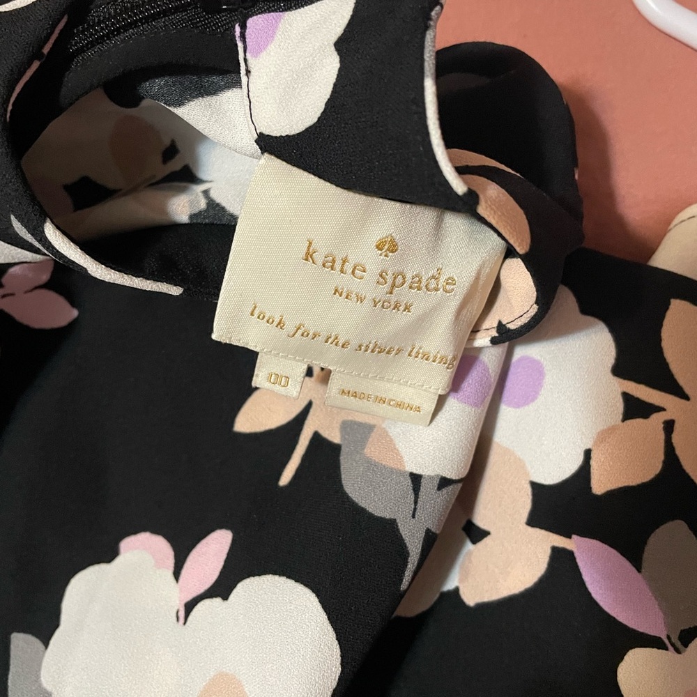 Kate Spade Black Dress with Pink and White Floral Design